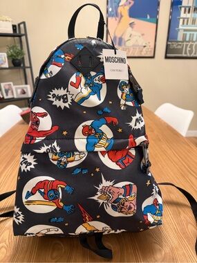 Moschino Superhero Comic Print Backpack NWT